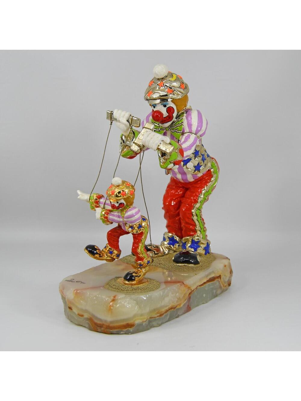 Ron Lee Puppeteer with Marionette Clown Sculpture Signed Large RARE Vtg 1990s